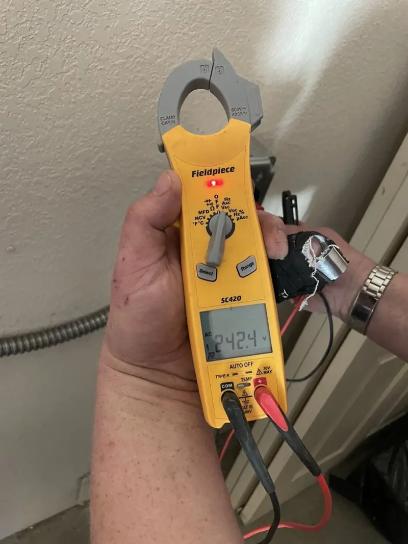Voltage testing with clamp meter during Hot Tub / Pool Electrical Wiring in Cactus
